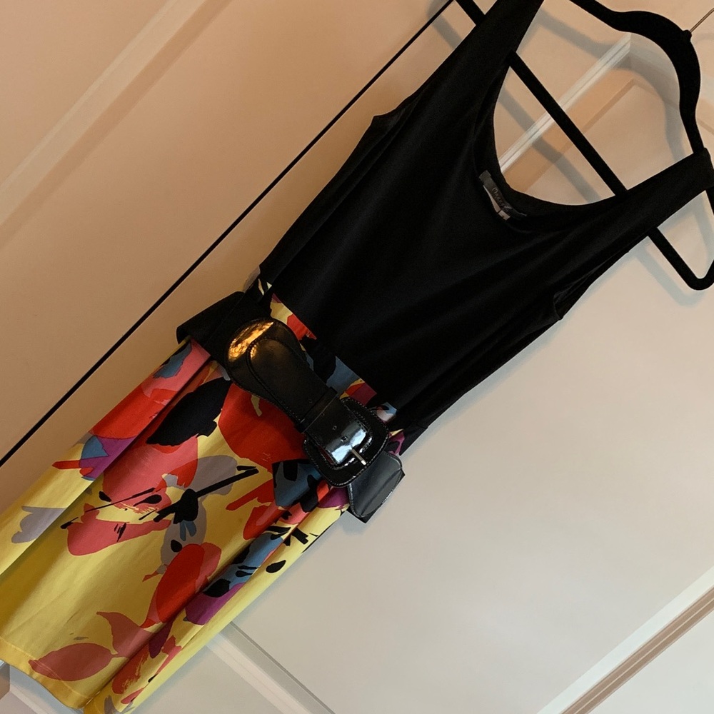 Floral Black and Yellow Dress